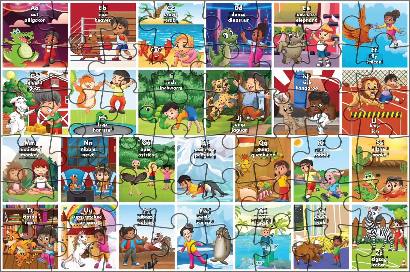 Pretend To Be ABC Floor Puzzle for Kids with animals, uppercase and lowercase letters by Culzzles