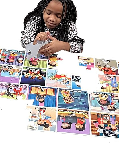 Picture of a child happily arranging the Culzzles kids' puzzle.