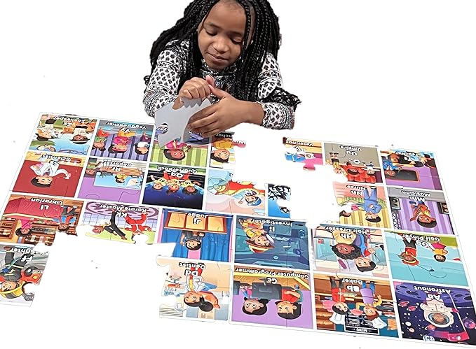 Picture of a child happily arranging the Culzzles kids' puzzle.