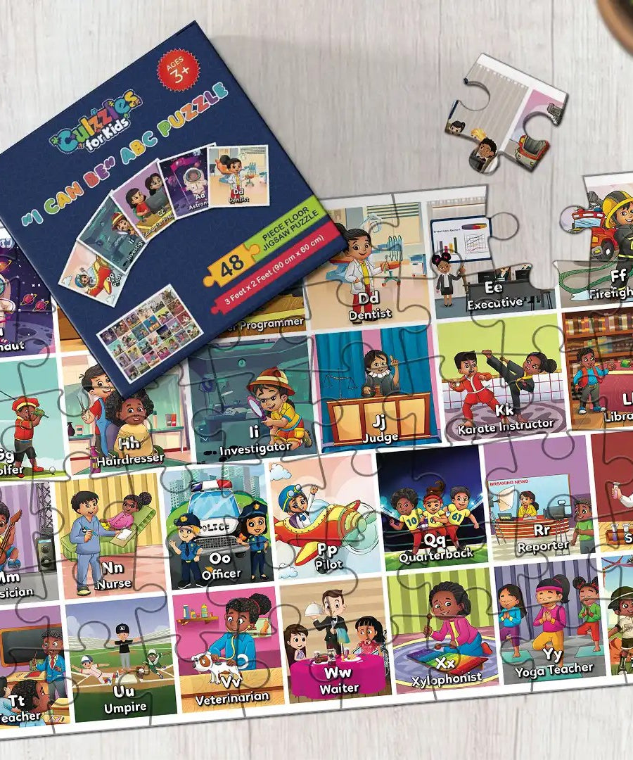 Culzzles I Can Be ABC Floor Puzzle | 48-Piece Alphabet Puzzle for Kids