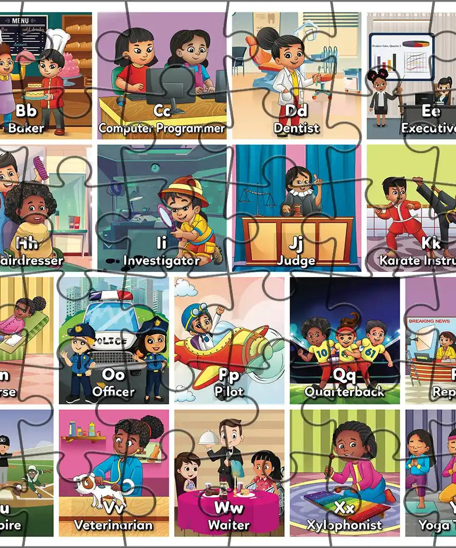 Shop the culzzles "I can be" floor puzzle featuring diferent career exploartion paths for kids.