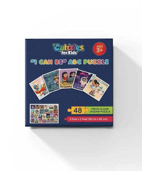 Puzzle box for kids with colorful illustrations on a white background