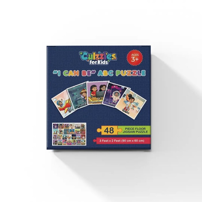Puzzle box for kids with colorful illustrations on a white background