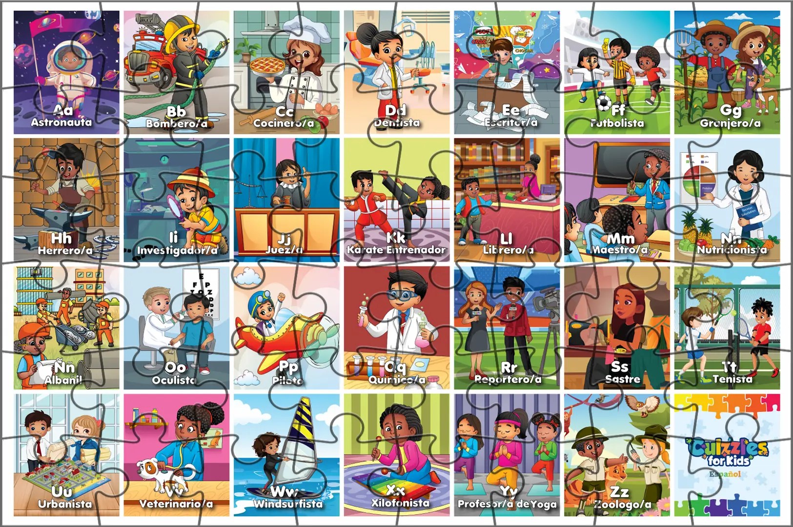 Images of different career opportunities that kids can learn from in the culzzles puzzle for kids