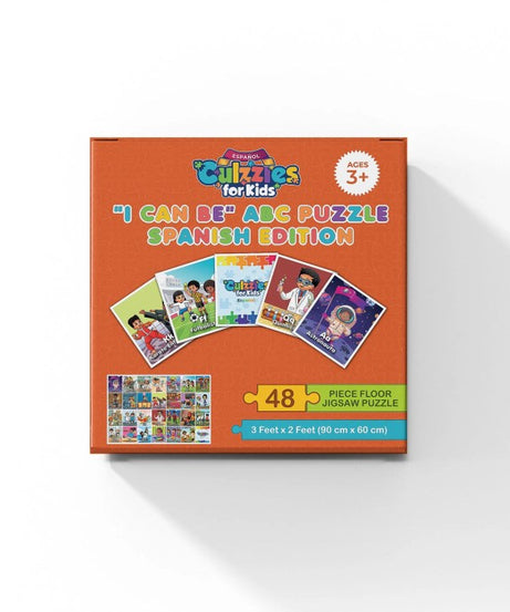 Puzzle box for kids with colorful illustrations on a white background