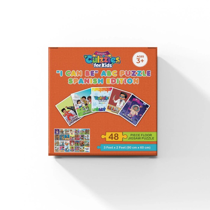 Puzzle box for kids with colorful illustrations on a white background