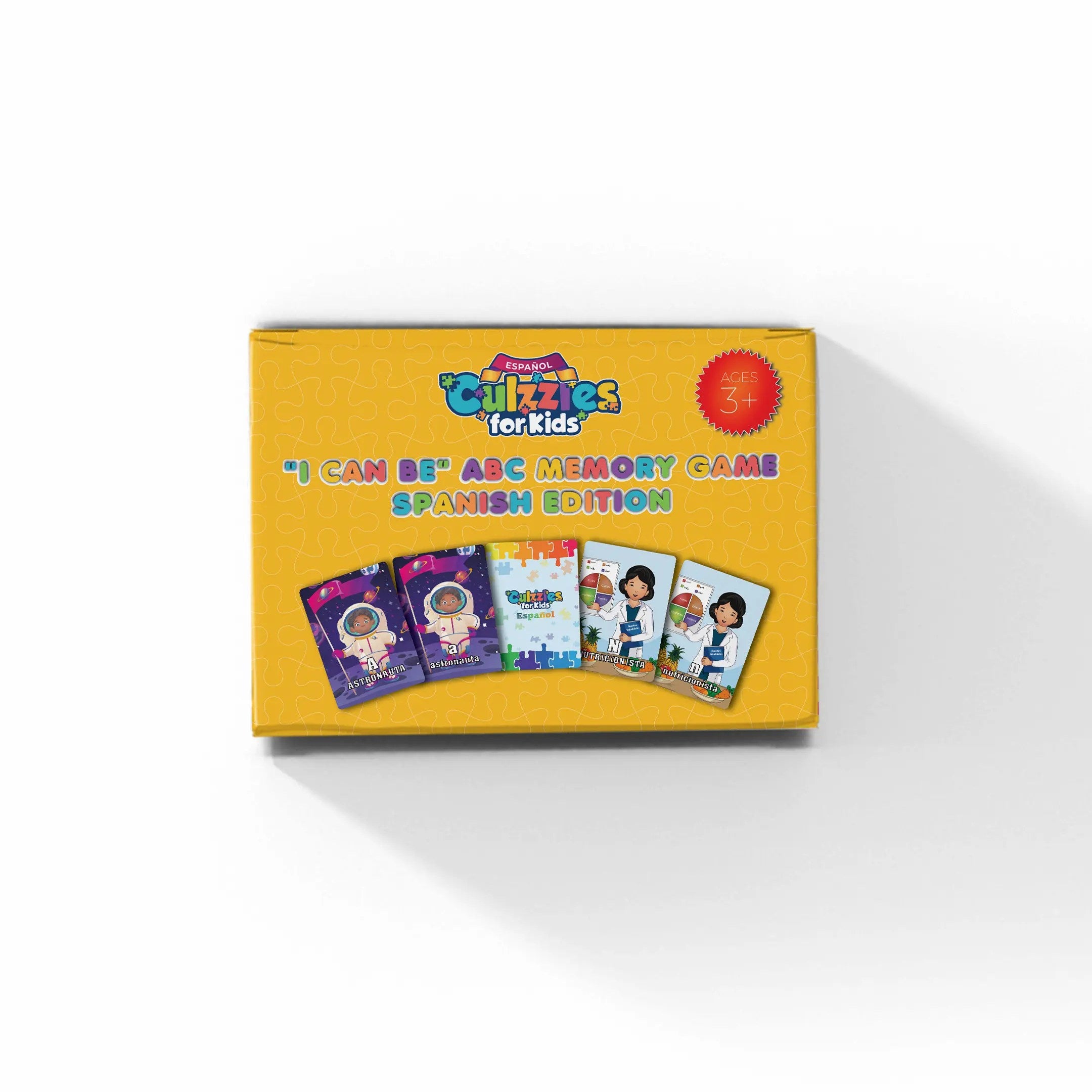 Image of the box of the Culzzles Spanish Alphabet Memory Game for Kids: 