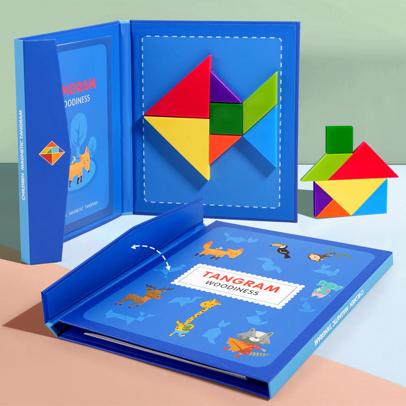 Magnetic Heart Tangram Puzzle: Educational Brain Teaser & Geometry Kit
