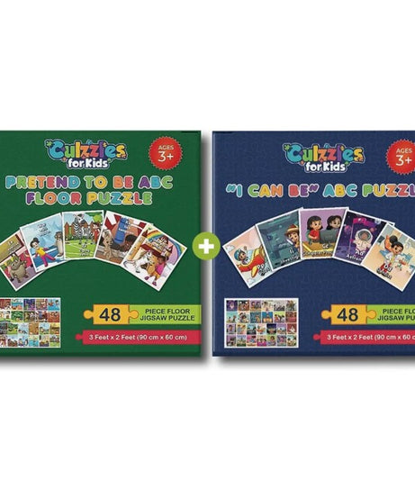 Culzzles ABC Extra Large Floor Puzzles Bundle – Pretend to Be ABC Floor Puzzle + I Can Be ABC Floor Puzzle