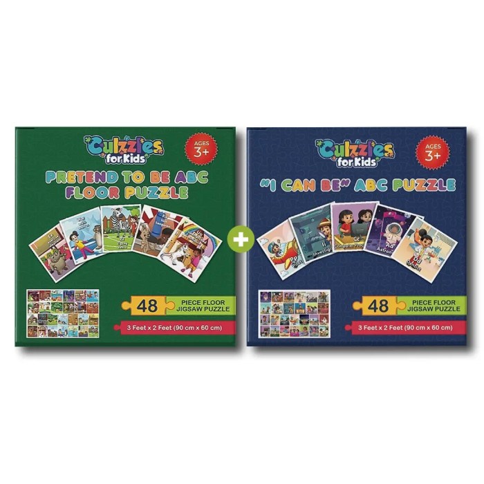 Culzzles ABC Extra Large Floor Puzzles Bundle – Pretend to Be ABC Floor Puzzle + I Can Be ABC Floor Puzzle