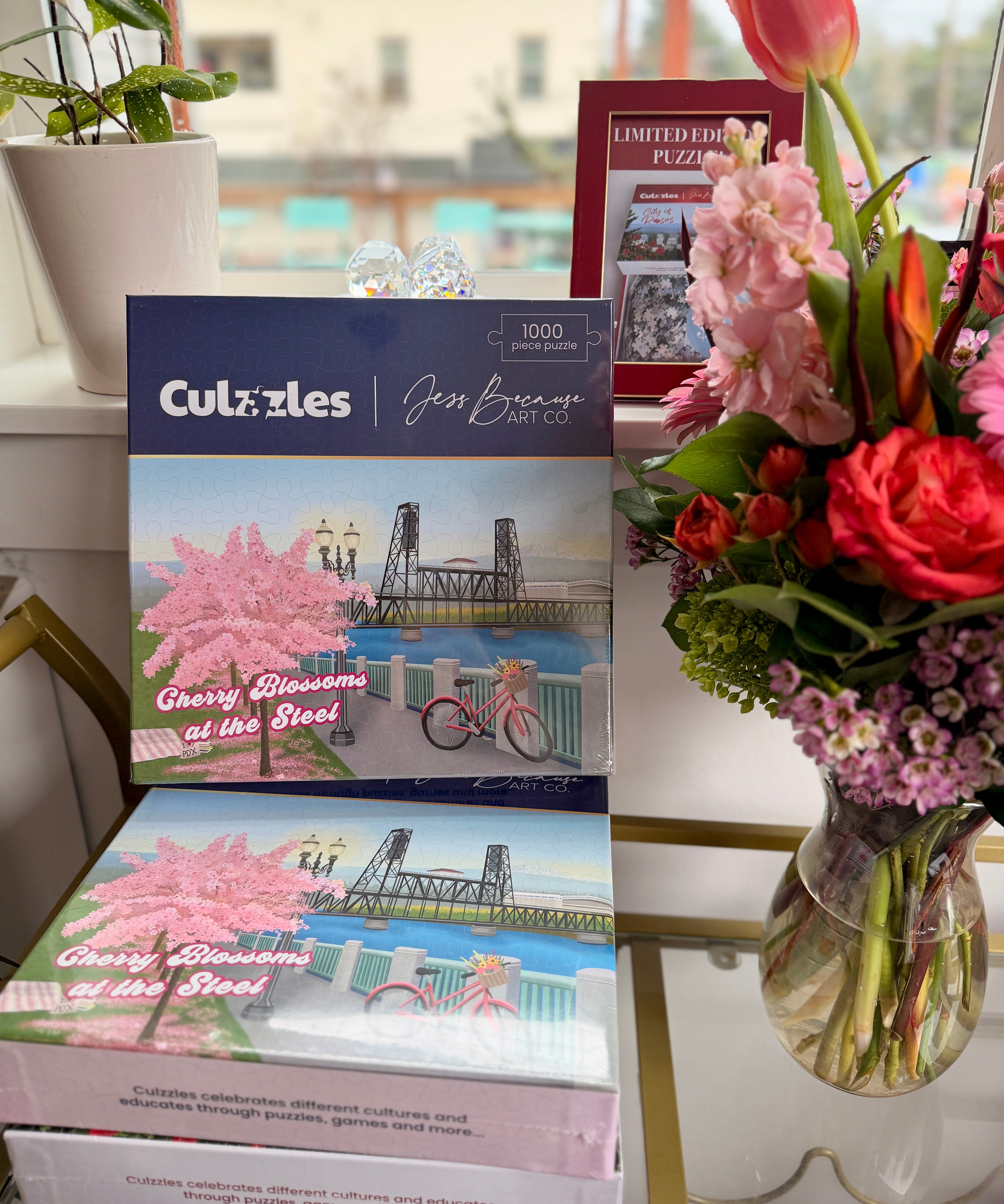 Cherry Blossoms at the Steel, 1000 Piece Jigsaw Puzzle