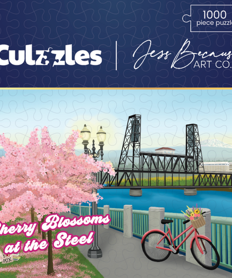 Cherry Blossoms at the Steel, 1000 Piece Jigsaw Puzzle