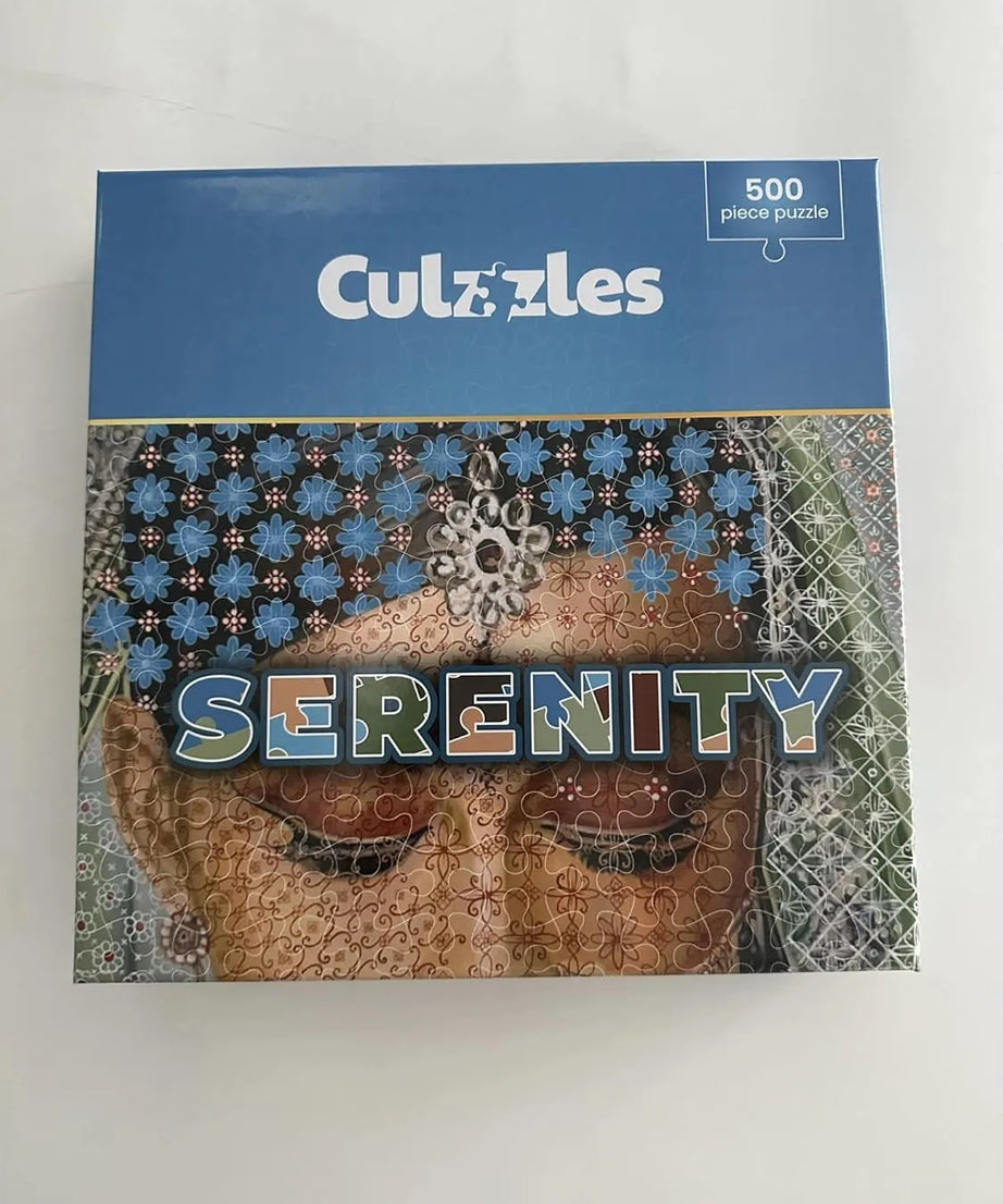 Culzzles 'Serenity' puzzle box with a decorative design on a white background