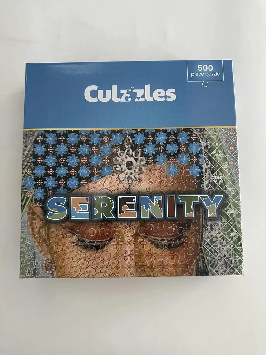 Culzzles 'Serenity' puzzle box with a decorative design on a white background