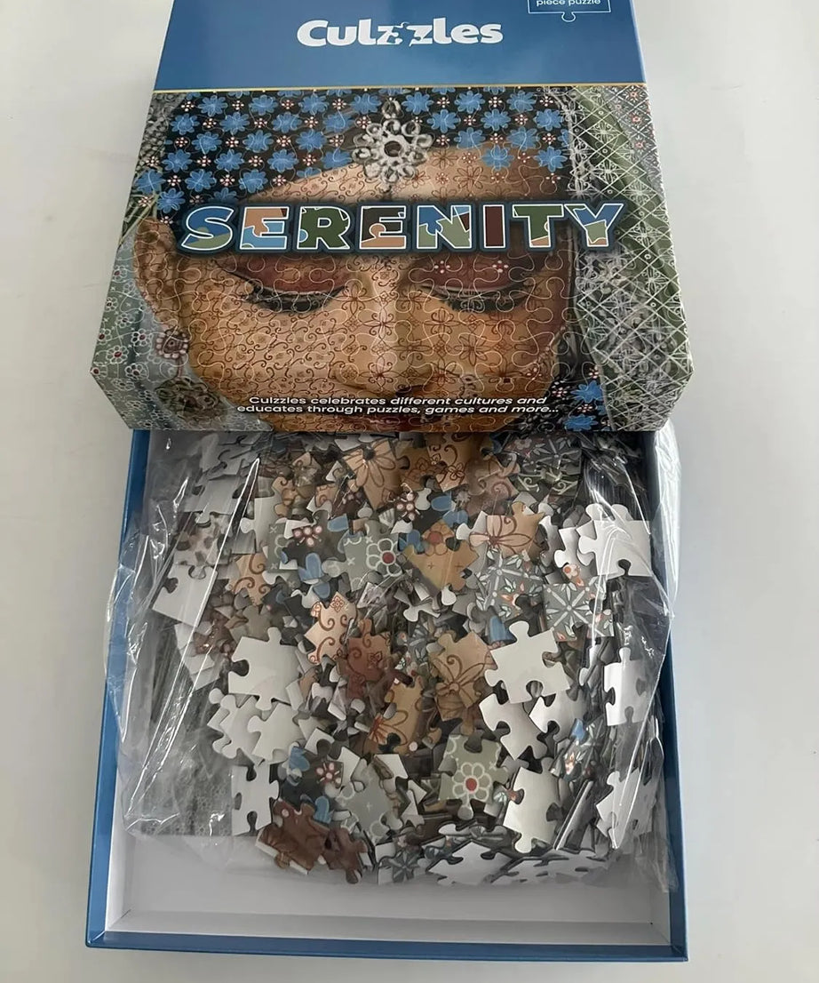 Culzzles 'Serenity' puzzle set with packaging on a white background